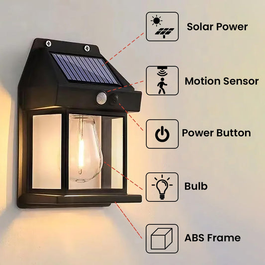 Solar Wall Light Outdoor Motion Sensor Auto Chargeable