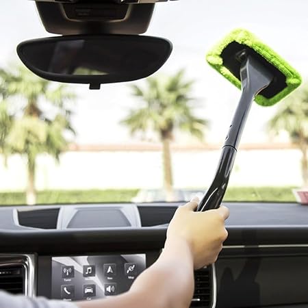 Windshield & Glass Cleaner Wiper With Microfiber Head | Washable, No Dag Dhaba