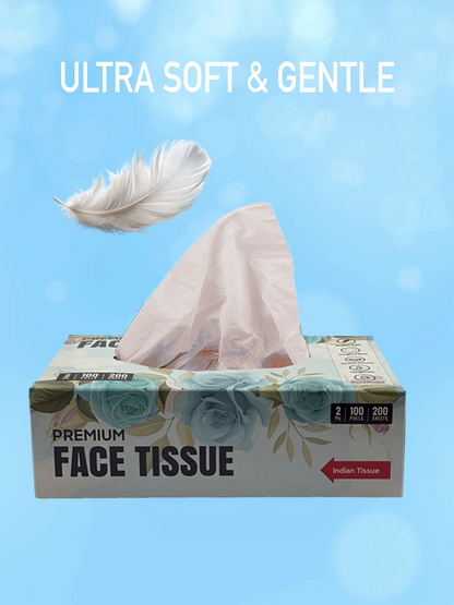 Tissue Box  2 Ply | Car Tissue - Pack of 4 (100 Pulls Per Box, 400 Sheets )