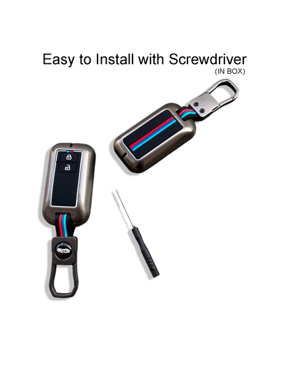 Metal Key Cover For Maruti Suzuki & Toyota | 2 Button Smart Key