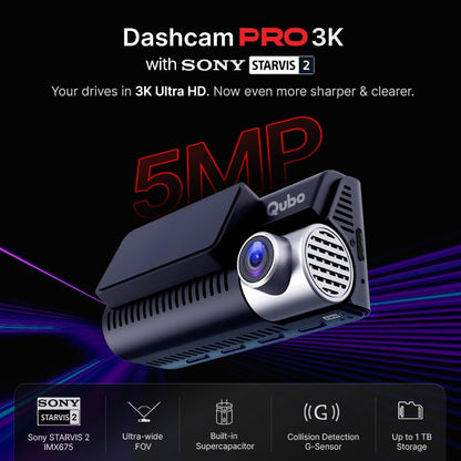 Qubo Dashcam Pro 3K Dual Channel - Diwali Sale