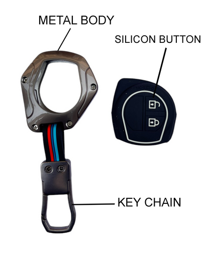 Metal Key Cover For Maruti Suzuki & Toyota | For Lower Models - 2 Button Key
