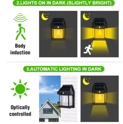 Solar Wall Light Outdoor Motion Sensor Auto Chargeable