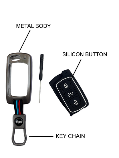 Metal Key Cover For Tata | For Lower Variants - 3 Button Flip Key