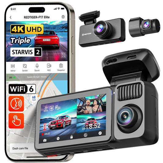 Redtiger F17 Elite 4K | 3 Channel Dashcam - Diwali Sale