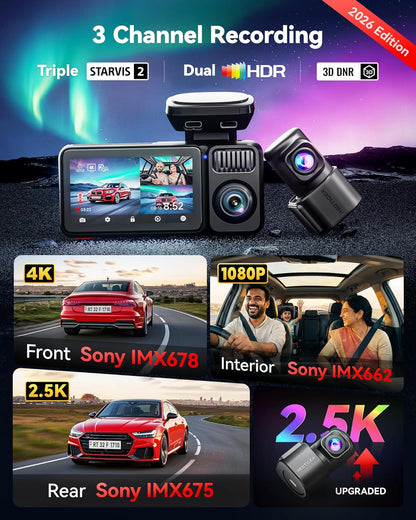 Redtiger F17 Elite 4K | 3 Channel Dashcam - Diwali Sale