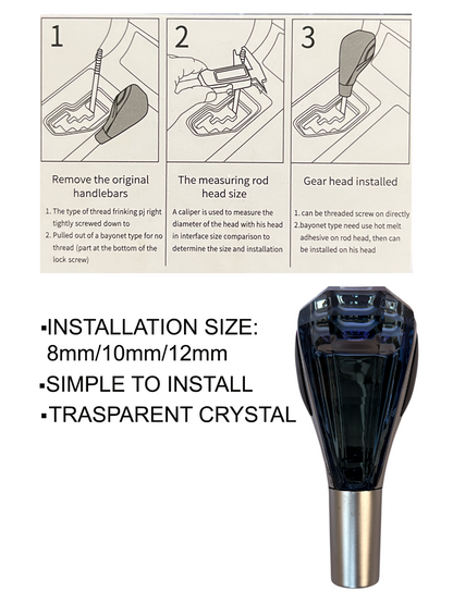 Crystal Gear Knob Universal With 7 Color Lights & 30s Timer