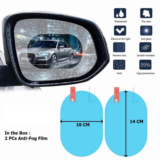Nano coat Anti-Fog, Water Repellent Rear View Mirror Film | Protect ORVMs From Scratch - Set of 2